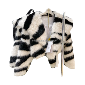 Cappotti Invernali da Donna, Giacca Corta a Maniche Lunghe, Motivo <span class=keywords><strong>Zebrato</strong></span>, Taglie Grandi, Pelliccia di Visone, Antivento, Calda, Stile Animalier - Product Image 4