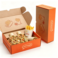 Boîte d'emballage mexicaine personnalisée à bas prix pour wraps, boîte vide en papier de qualité alimentaire pour tacos avec sauce à tremper