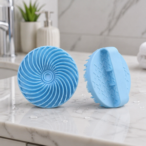 Brosse de bain en silicone, design ventilé, poils doux et élastiques, exfoliation et massage du corps entier, éponge de douche - Product Image 1