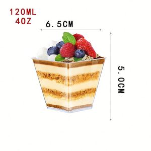 STARLII Prêt à expédier – Petites coupelles carrées jetables en plastique transparent à large ouverture avec couvercles et cuillères pour desserts et fêtes - Product Image 5