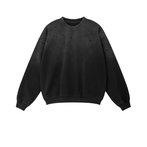 เสื้อผ้าผู้ชาย TKAN408D สำหรับฤดูหนาว ทรงโอเวอร์ไซส์ สไตล์ลำลองแนวสตรีทแวร์ วินเทจ ลุคซักฟอก ผ้าเฟรนช์เทอร์รี่เนื้อหนา 100% ผ้าฝ้าย อุ่นสบาย ปักลาย - Product Image 2