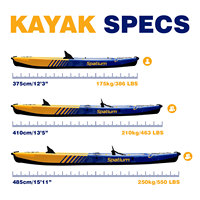 Spatium, bateau à rames de haute qualité personnalisé pour 2 personnes, prix d'usine, canoë-kayak, bateau de pêche, canoë-kayak pour sports nautiques