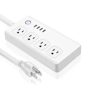 Tuya Smart WiFi US Power Extension Socket 4 Outlet Power Strip with USB Ports Rated Voltage 110V