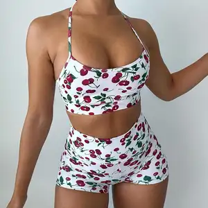 2023 Fashion Flowers One Piece Swimsuit Girls Sexy Halter Hollow Out Backless Bathing Suits Summer Beach Wear Women Swimwear OEM