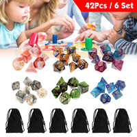 Jeu de dés assortis, ensemble avec sac à cordon noir, style polyhémisphère