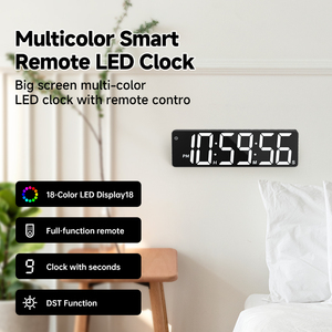 Lớn LED Đồng Hồ Treo Tường RGB màu thay đổi điều khiển từ xa kỹ thuật số Đồng hồ báo thức với giây hiển thị cho nhà văn phòng phòng ngủ nhà bếp - Product Image 3