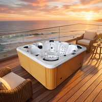 Baignoire de massage spa extérieure moderne de luxe en acrylique avec contrôle Balboa, jets d'hydrothérapie et éclairage LED, idéale pour la famille et le jardin – Offre spéciale