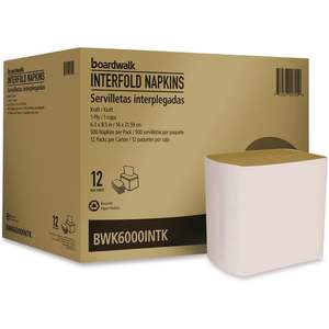 Boardwalk BWK6000INTK 6.3 pulgadas. X 8.5 Pulgadas Servilletas de Papel Kraft de 1 Capa, Interplegadas, 12 Unidades por Caja - Product Image 3