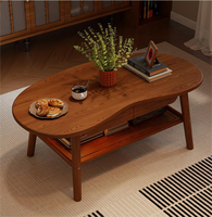Table basse de salon en bois avec rangement, style antique, taille personnalisable pour hôtel et appartement