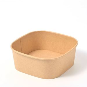 Boîte à salade carrée en papier kraft, emballage durable et résistant à l'huile, jetable, pour fruits, camping, pique-nique, service alimentaire - Product Image 2