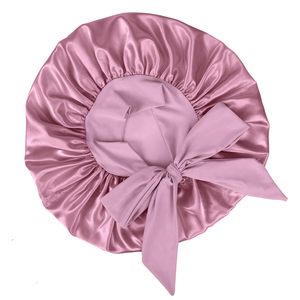 Gorro de satén, gorro de seda, gorro con banda elástica ancha y suave para dormir, gorro para cabello rizado, gorro de ducha - Product Image 2