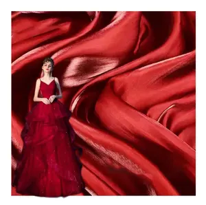 Neuankömmling hochwertige Abendkleider Luxus Glitter Tüll Seide Satin Stoff rotes Kleid für Frauen