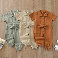 2021 gros populaire mignon couleur unie enfants vêtements à la mode blanc à manches courtes jean tenues filles combinaisons