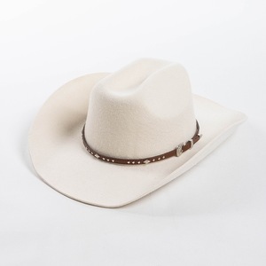 Wholesale 2024 New Arrival Deluxe Sombreros 100% Wool Felt <strong>Mexican</strong> Men <strong>Cowboy</strong> <strong>Hat</strong> With Rivets Leather Belt
