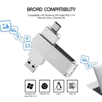 Flash Drive USB Metal 1 Tb Kecepatan Tinggi dengan Cetak Logo Kustom Antarmuka USB 2.0/3.0 Warna Perak Hitam Merek Zhisenova