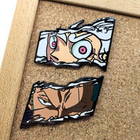 2 Nouveau Design 5cm Haute Qualité Anime Lufy Zoro Chapeau de Paille Crew Metal Badge Pins in Bulk Package for Backpack Cloth Decoration