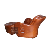 Fauteuil club en cuir inclinable vintage en cuir pleine fleur, fauteuil selle et ottoman en cuir de vache vieilli, fauteuil traditionnel pour hôtel