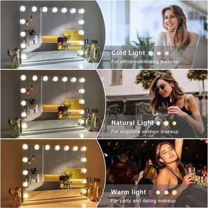 Lampes de coiffeuse FENCHILIN, miroir de maquillage éclairé à la hollywoodienne avec 15 ampoules LED à intensité variable pour salle de dressing et chambre à coucher, métal fin - Product Image 2