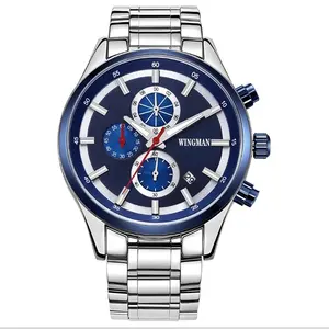 抛光定制不锈钢手镯豪华手表计时手表，超亮日期和10ATM防水