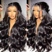 Wig Rambut Asli Peru Model Body Wave Densitas 250% Ukuran 40 42 Inch 13x6 HD Lace Front, Wig Frontal 13x4 untuk Wanita, Wig Closure Tanpa Lem