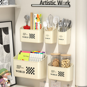 Wall Mounted Magnetic Refrigerator <b>Shelf</b> Rectangle Dual Purpose Side Hanger For <b>Kitchen</b> Utensils And Cling Film Storage - Product Image 3