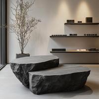 Bureau de réception incurvé moderne au fini pierre artificielle en fibre de verre noire Design extensible pour les salons de beauté, les bars, les entreprises et les hôtels