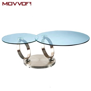 <span class=keywords><strong>Tavolino</strong></span> da Caffè Rotondo in Vetro Temperato con Base ad Anello in Nichel Nero per Soggiorno Arredamento Casa - Product Image 5