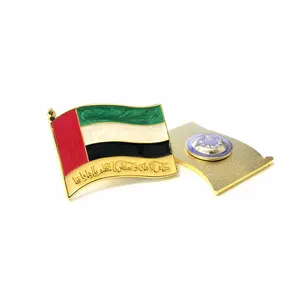 Custom Zinc Alloy National Flag Metal Badge Fridge Magnets Saudi Arabia Uae Lapel Pins