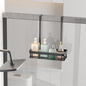 Étagères de rangement modernes à double niveau pour salle de bain, à suspendre derrière la porte, sans perçage, étanches, en acier inoxydable, pour douche et toilettes - Product Image 4