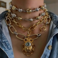 Moda niş Punk Retro göz Palm Charm kolye kolye With18k altın kaplama Link zinciri takı kolye kolye kadınlar için