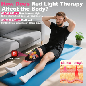 Recarregável Red Light Therapy Knee <span class=keywords><strong>Massager</strong></span> Áreas de vibração, Relaxamento muscular, Função aquecida para joelho - Product Image 3