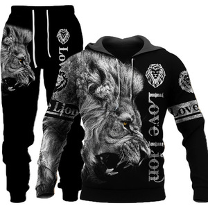 100% da <span class=keywords><strong>uomo</strong></span> in cotone leone <span class=keywords><strong>tigre</strong></span> 3D stampa digitale felpa con cappuccio stile autunnale - Product Image 3