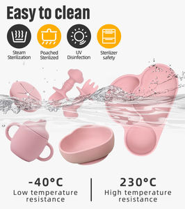 Juego de Vajilla de Silicona para Bebés y Niños Pequeños, Libre de BPA, Plato y Tazón con Succión, Diseño Impreso, Botella de Agua - Product Image 2
