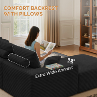 Canapé-lit sectionnel moderne en velours avec cadre métallique pliable, support ergonomique et coussins amovibles