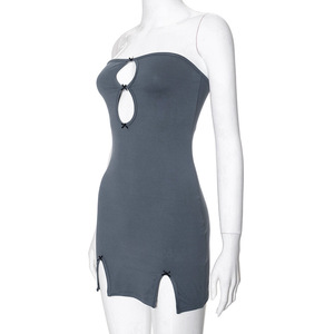 Vestido ajustado hueco <span class=keywords><strong>sexy</strong></span> de primavera y verano para mujer con lazo sin tirantes y falda abrazada a la cadera - Product Image 4