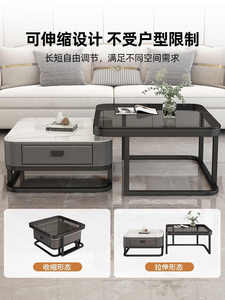 方形客厅，小户型，简约现代，石板，轻豪华，玻璃茶几 - Product Image 2
