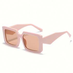 Lunettes de soleil carrées surdimensionnées vertes à monture polygonale avec logo personnalisé, tendance 2022, pour femmes - Product Image 5