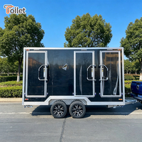 Remorque de toilettes mobiles en gros avec structure en acier inoxydable et design graphique pour projets d'installations publiques
