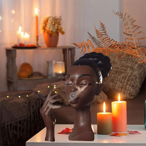 Porte-bougie sculpté à la main en forme de fille noire, décoration d'intérieur, centre de table pour la décoration de Noë<span class=keywords><strong>l</strong></span>, artisanat en résine, ornements - Product Image 1