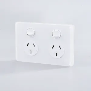 JN Two open and two plug socket with glass surface for high definition aluminum frame panel of Australian general style