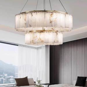 Lámpara Colgante LED Rectangular Moderna de Lujo, de Mármol Natural y Cobre, con Garantía, Apta para Mesas de Comedor e Islas de Cocina - Product Image 2