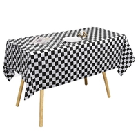 Décoration de fête de course Nappe à carreaux noirs 54x108 en noir blanc à carreaux en plastique jetable drapeau à carreaux couverture de table
