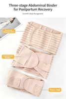 Ceinture de récupération post-partum 3-en-1 respirante, hautement élastique et ajustable, anti-roulement, pour le soutien du ventre, de la taille et du bassin, et le remodelage corporel pour femmes