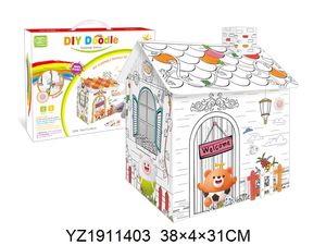 Juguete Educativo de Dibujo, Casa de Juegos 3D de Cartón, Casa Creativa para Dibujar con Música y Luz para Niños - Product Image 6