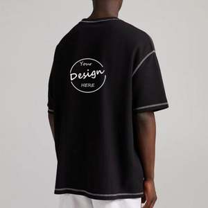 High Quality Logo <b>Sporting</b> Gym Wear Oversized Cotton Black Contrast Stitching <b>White</b> Oversize Fit Puff Print <b>Tshirt</b> for Men - Product Image 4