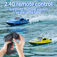 Bateau télécommandé de luxe HJ818 35KM/H 2.4G 200M avec éclairage nocturne et moteur à balais, bateau électrique rapide, cadeau pour garçons