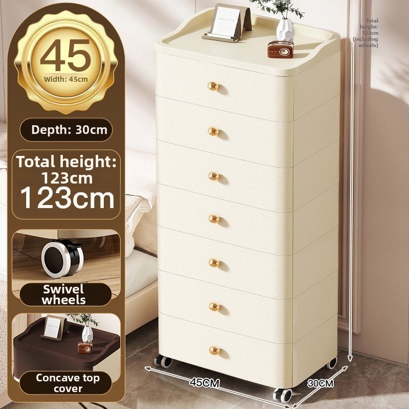 45-sided wide drawer cabinet 7 layers-milk white