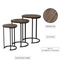 Tables d'appoint rustiques contemporaines en bois convertible, ensemble de 3 avec tables consoles pour salon, chambre et bureau à domicile