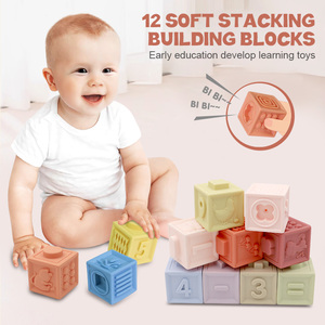 FiveStar 12 pièces <span class=keywords><strong>jouet</strong></span> de dentition en plastique souple bébé blocs de construction empilables numériques jouets Montessori sensoriels avec <span class=keywords><strong>sac</strong></span> de rangement - Product Image 3