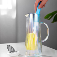 Jarra de Agua de Vidrio de Gran Capacidad, Estilo Moderno, Resistente al Calor, de Vidrio Borosilicato, Color Ámbar Gris Claro, con Asa